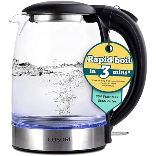 COSORI Electric Kettle, Tea Kettle Pot, 1.7L/1500W, Stainless Steel